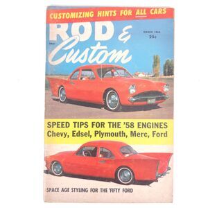 VTG Rod & Custom Magazine March 1958 Advertising '50 Ford Garage Art No Label
